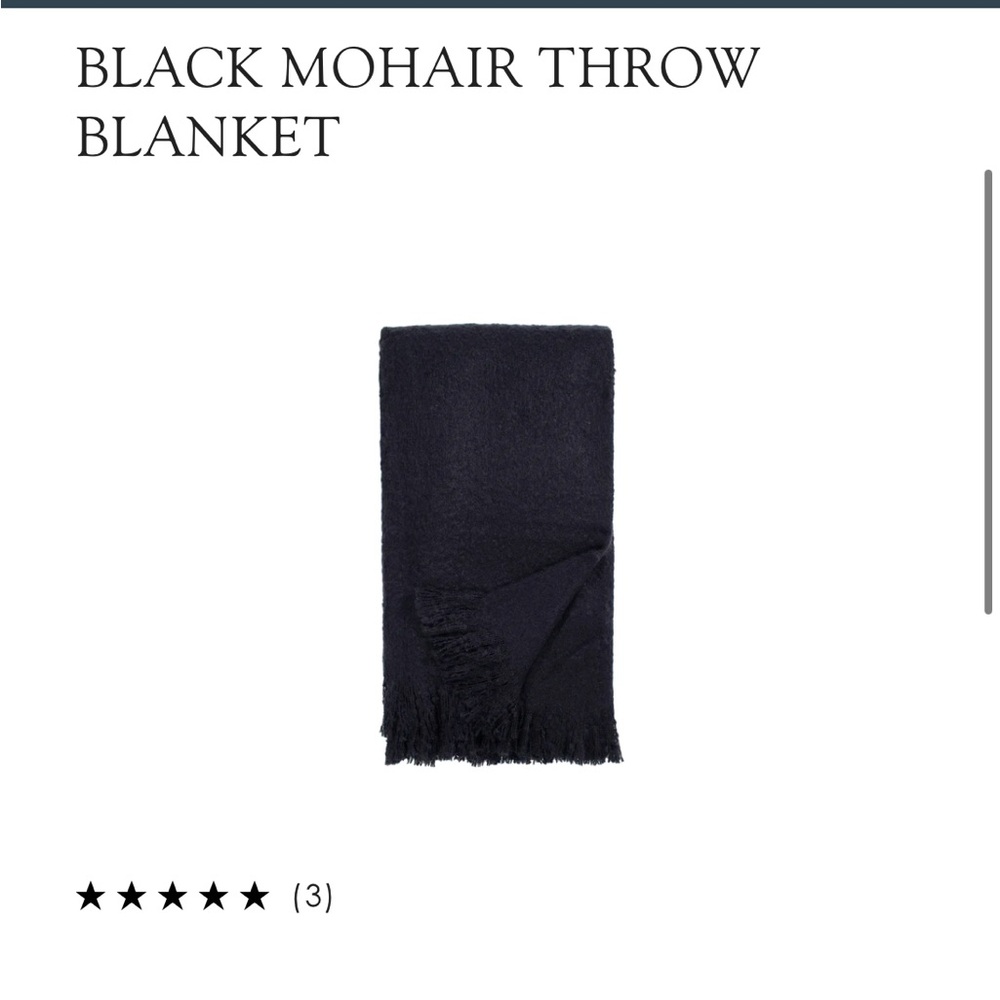 Stunning King-Sized Black Mohair Throw Blanket